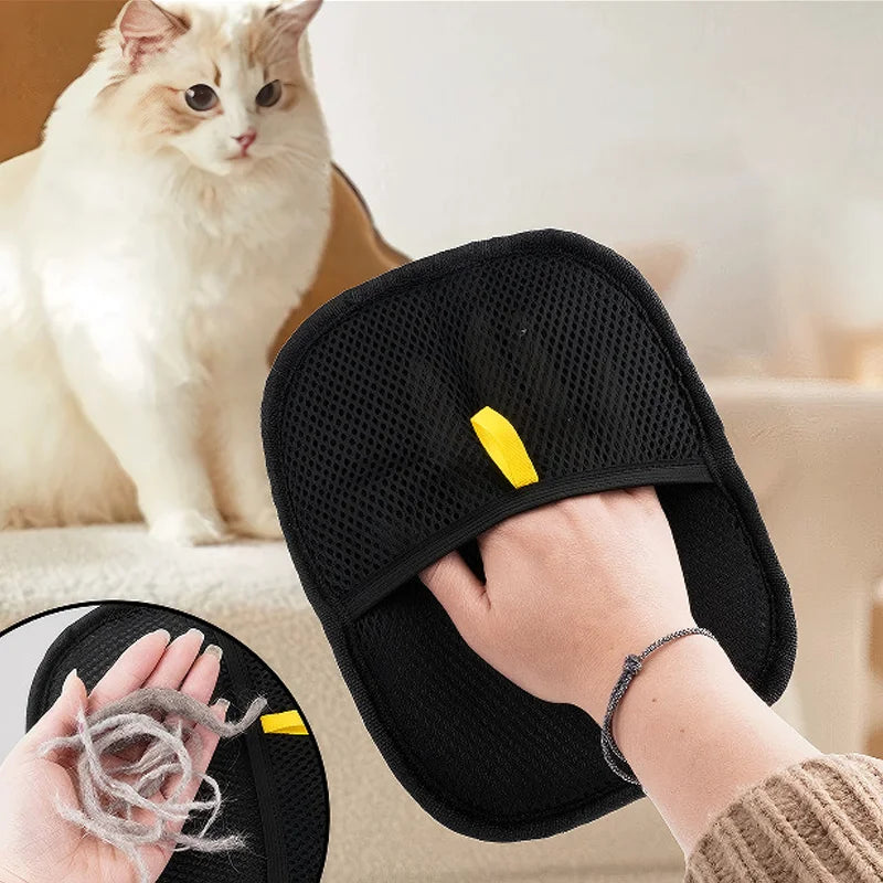Pet Grooming Gloves – Hair Remover Brush for Cats, Dogs, Furniture & Clothes