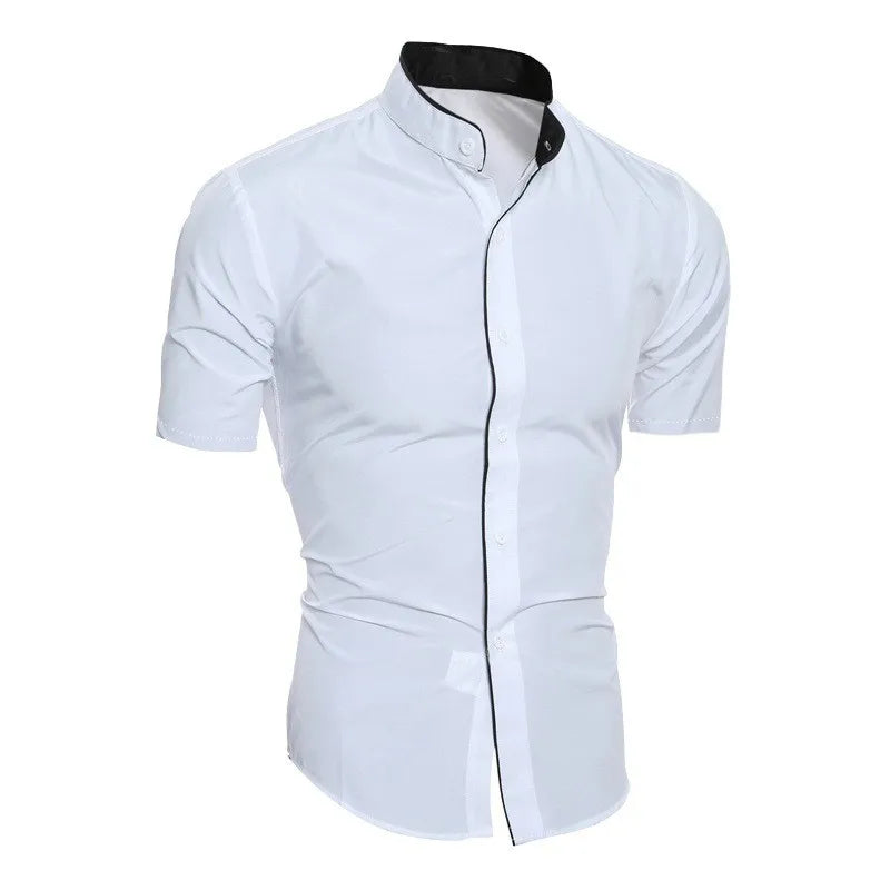 Men’s Solid Color Short Sleeve Shirt – Casual Commuting Summer Wear