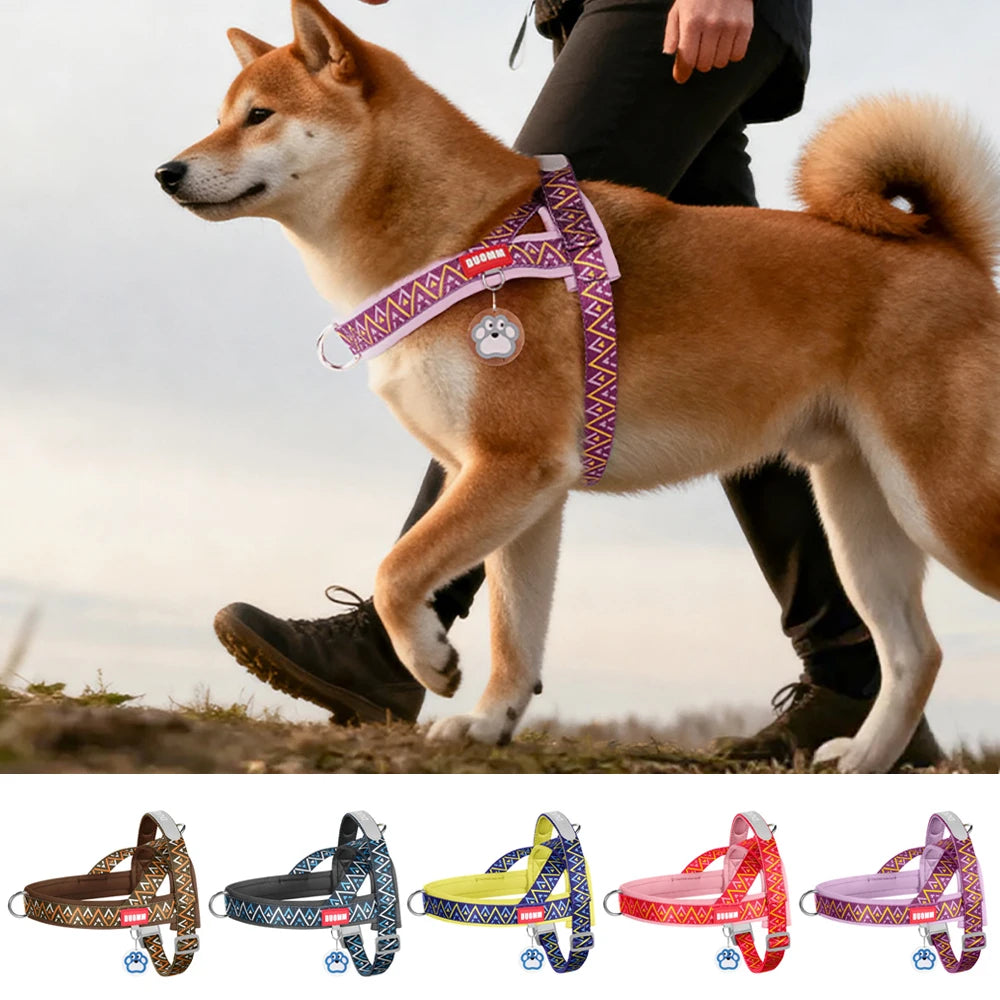 Fashion Printed Dog Harness: Soft No-Pull Padded Saddle Vest