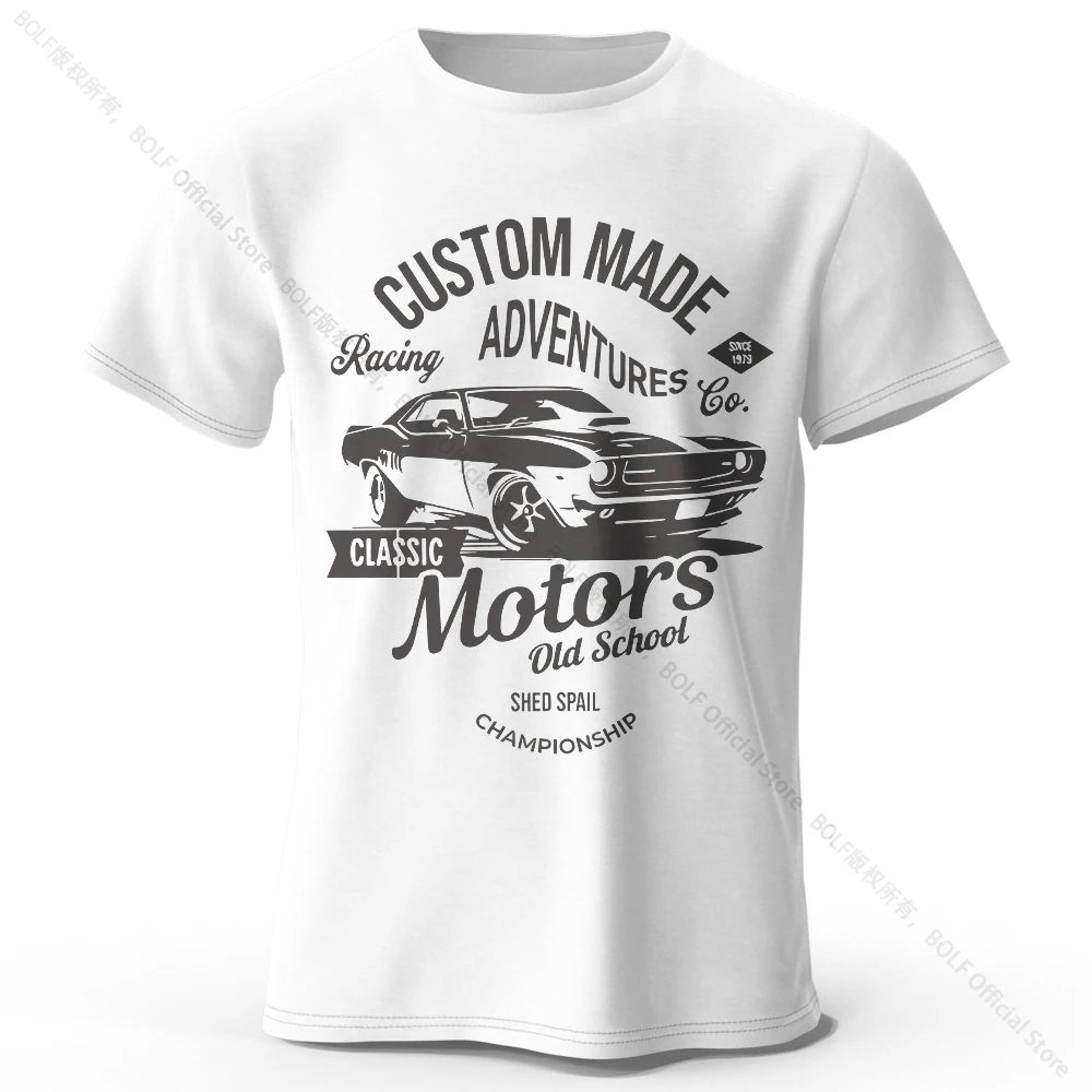 Men’s Motors Printed T-Shirt – 100% Cotton Oversized Vintage Graphic Tee for Men &amp; Women