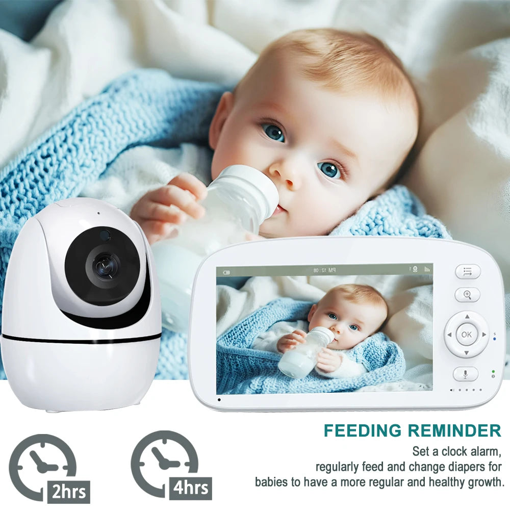 5" HD Baby Monitor with 2.4G FHSS Technology | 5000mAh Battery, 35H Long Lasting | Temperature Alert, VOX Mode, 360° Pan-Tilt | - PULSE MART