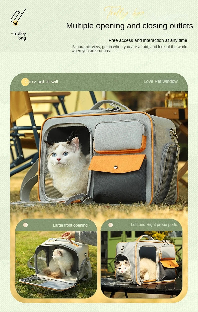 Rolling Pet Carrier Backpack – Detachable Cat & Dog Trolley Travel Bag for Small Pets
