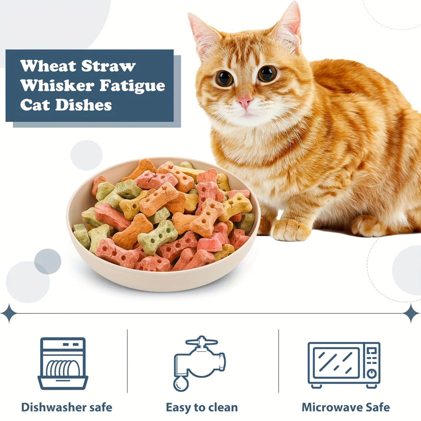 Pack of 4 Whisker-Friendly Cat Bowls – Shallow Non-Slip Feeding Dishes for Cats & Kittens