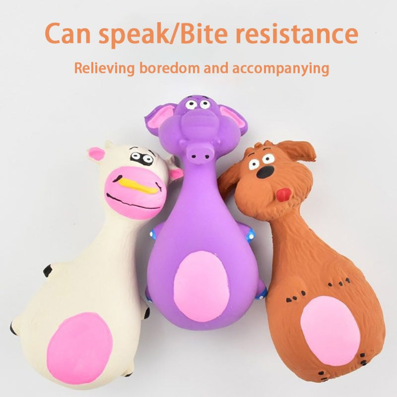 Cartoon Voice Rubber Dog Toy - Tough Molar Cleaner for Teddies & Frenchies
