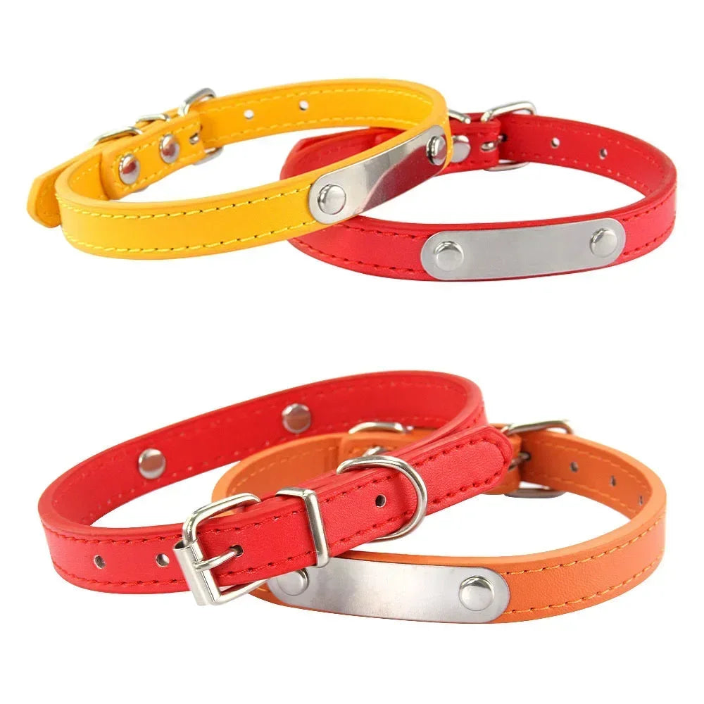 Personalized Leather Dog Collar: Custom Carved Name ID & Anti-Lost Design