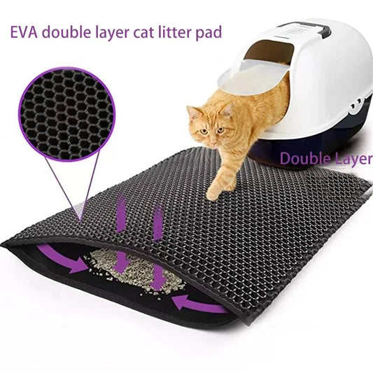 Double-Layer Waterproof Cat Litter Mat – Non-Slip Washable Trapping Pad
