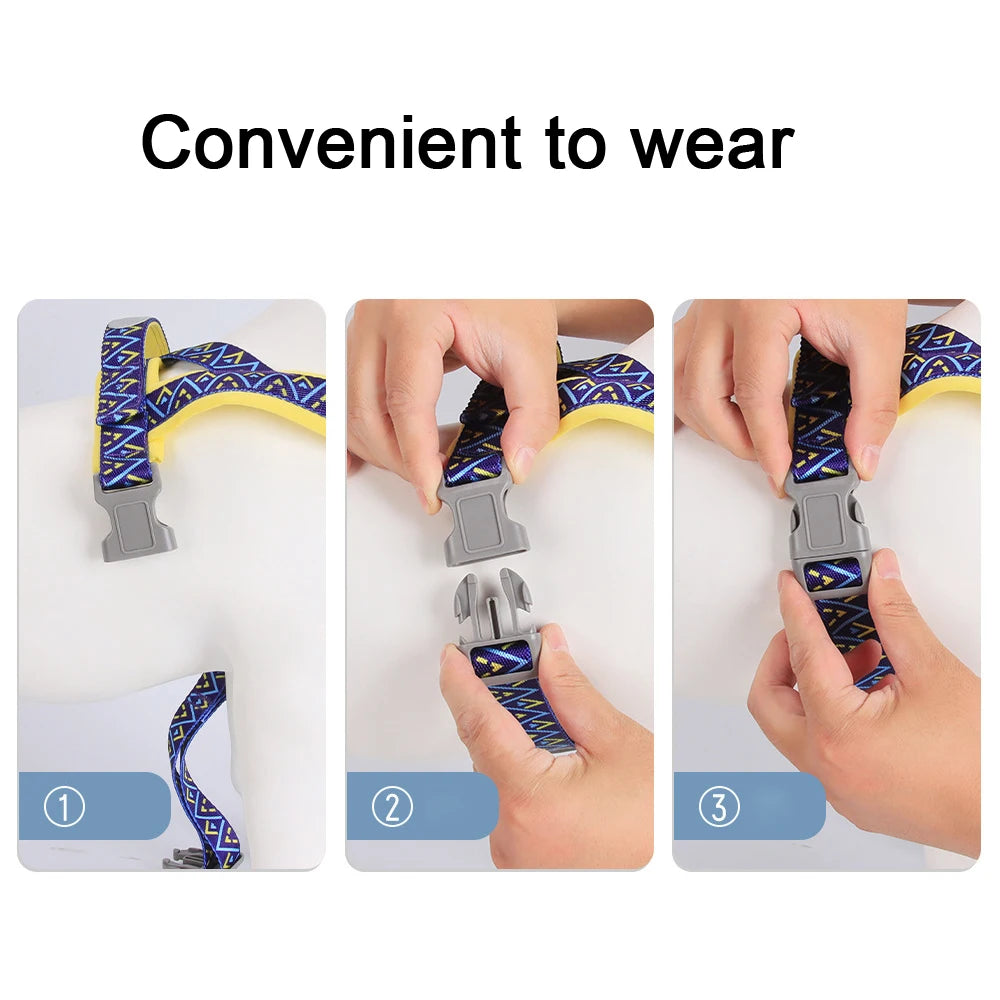 Fashion Printed Dog Harness: Soft No-Pull Padded Saddle Vest