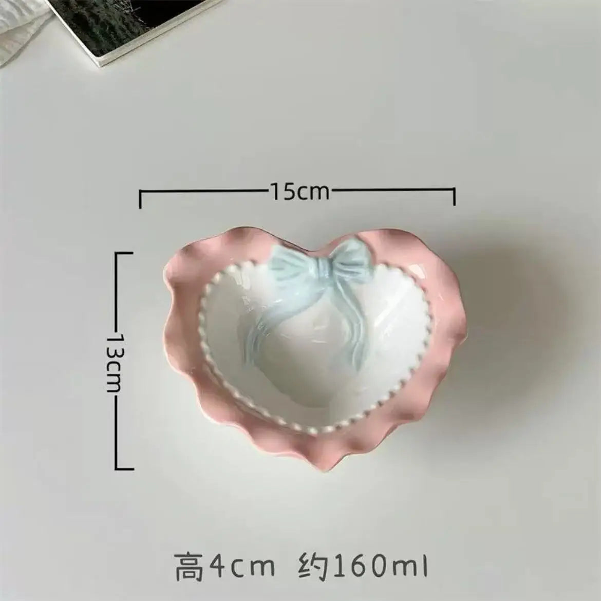 Love Heart Ceramic Cat Bowl – Elevated Large-Caliber Pet Food & Water Bowl for Cats & Small Dogs