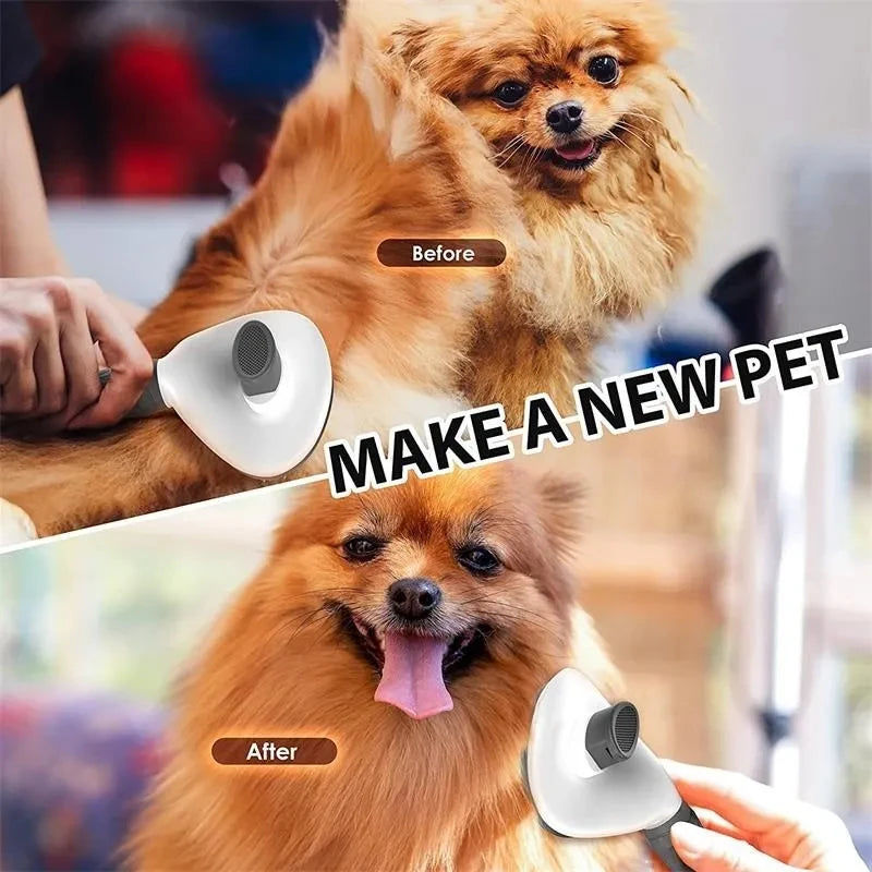 Self-Cleaning Pet Grooming Brush – Cat & Dog Deshedding Hair Remover Brush