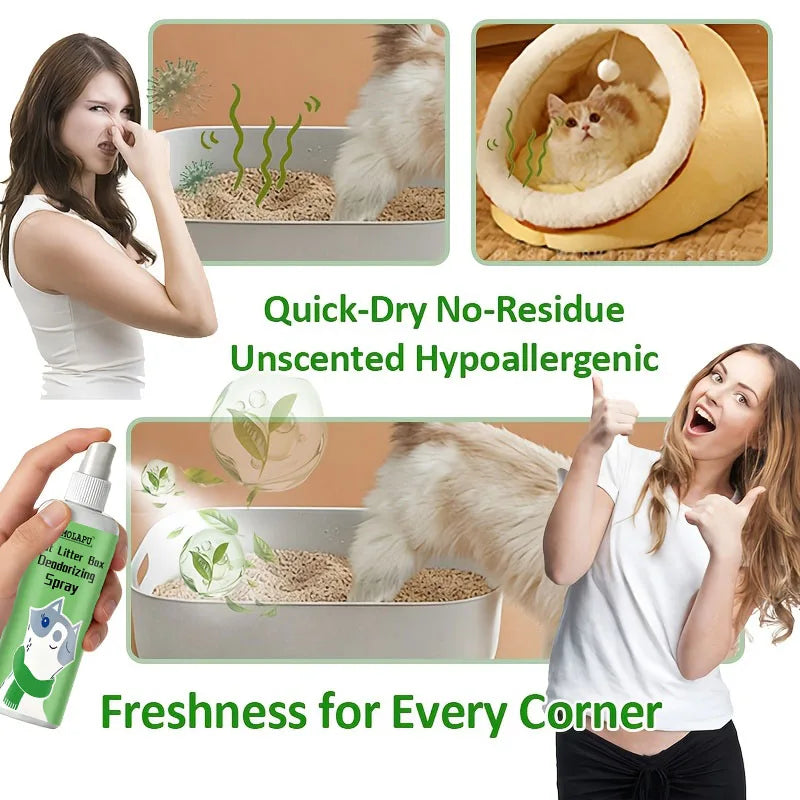 Cat Litter Deodorizing Spray – Multi-Purpose Odor Eliminator for Litter Boxes & Pet Areas