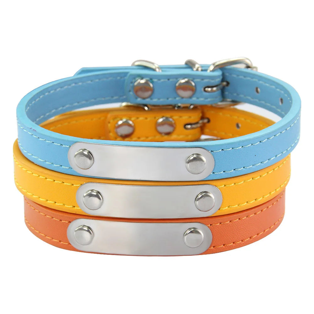 Personalized Leather Dog Collar: Custom Carved Name ID & Anti-Lost Design