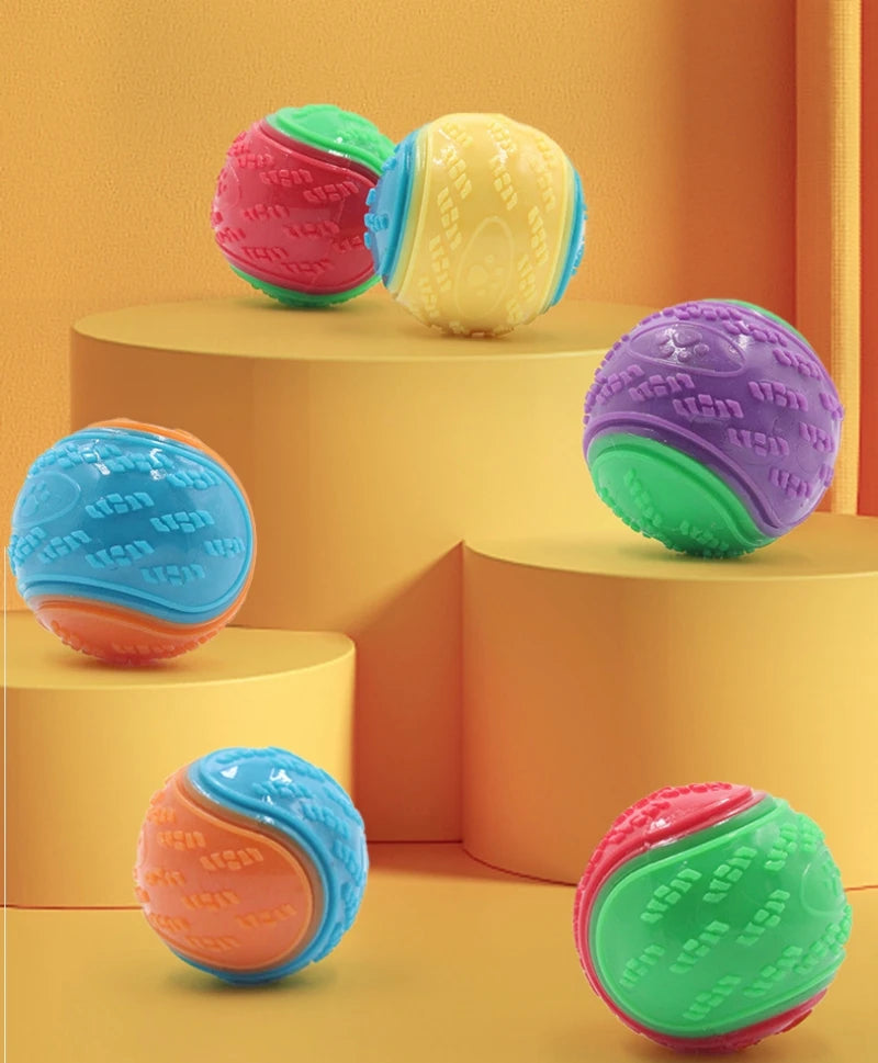 Interactive Squeaky Dog Ball - Soft TPR Teeth Cleaning Toy