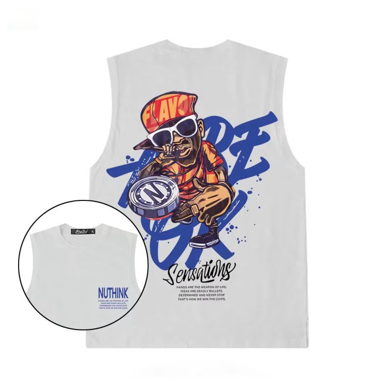 2022 Men’s Summer Hip Hop Tank Top – Casual Sleeveless Streetwear Vest, Loose Fit