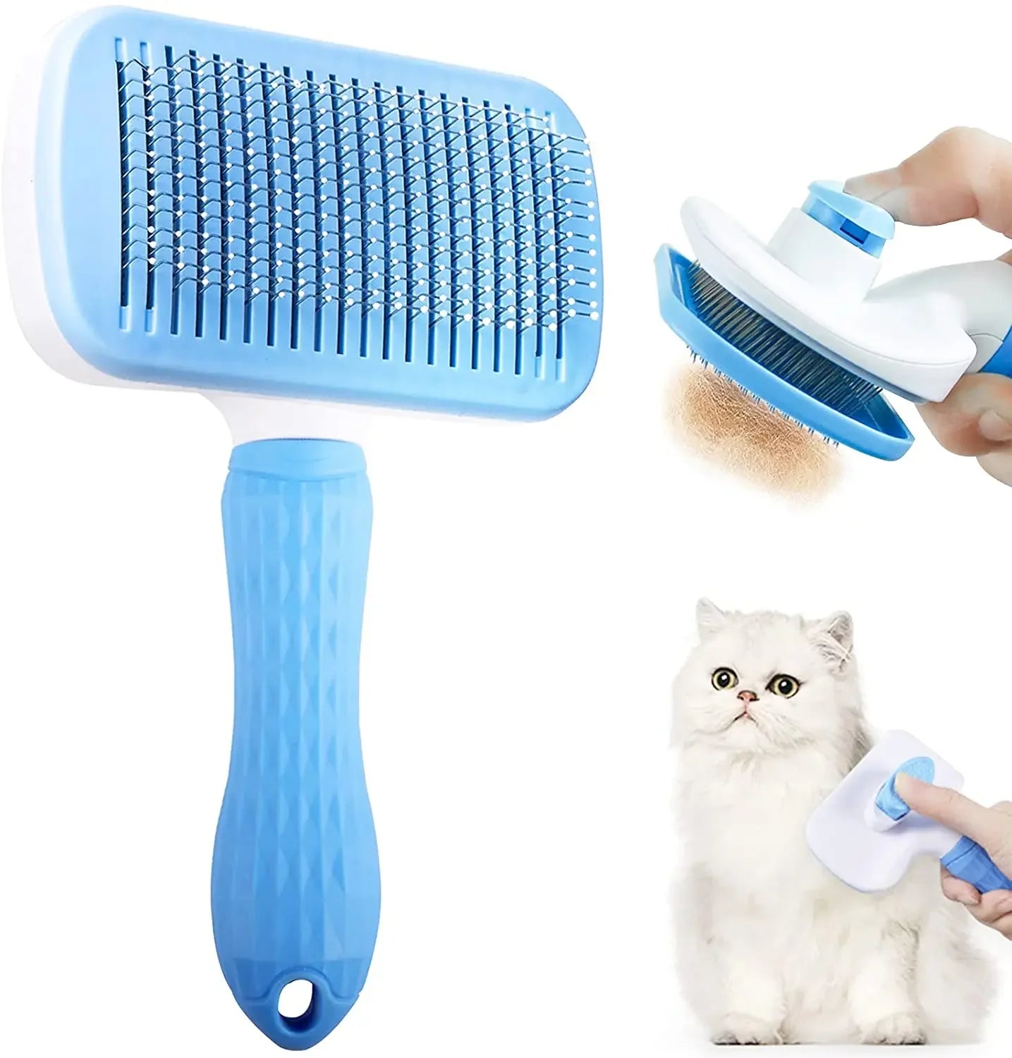 Anti-Matting Long Hair Pet Brush - Self-Cleaning Undercoat Comb