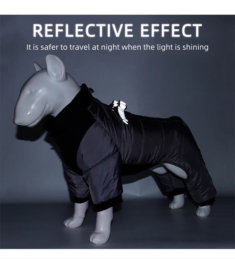 Reflective Four-Legged Dog Winter Coat - Rainproof Windproof Overalls