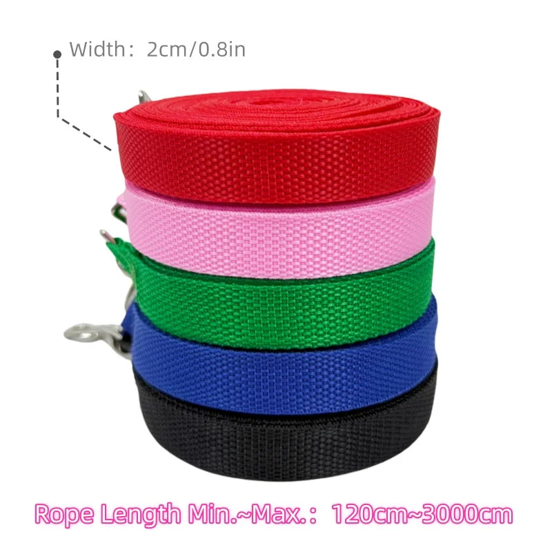 Long Dog Training Leash (1.2M - 30M) - Extended Nylon Tracking Rope