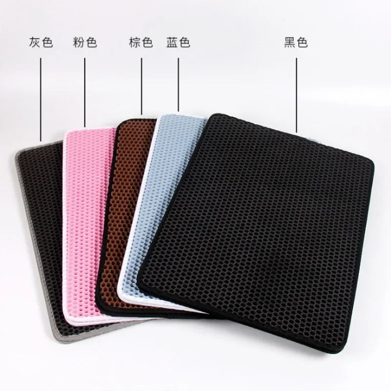 Double-Layer Waterproof Cat Litter Mat – Non-Slip Washable Trapping Pad