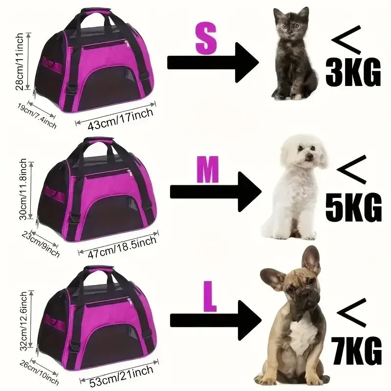 Portable Cat & Dog Carrier Bag – Foldable Breathable Mesh Pet Travel Handbag