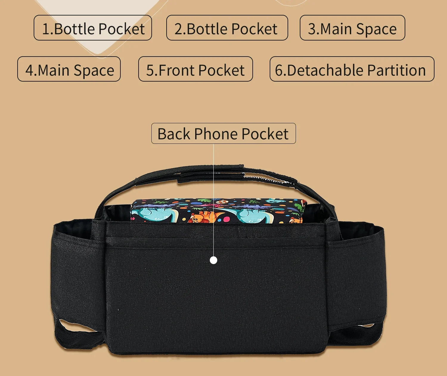 Baby Stroller Bag Pram Organizer Stroller Accessories Stroller Cup Holder Cover Trolley Organizer Pouch Travel Accessories - PULSE MART