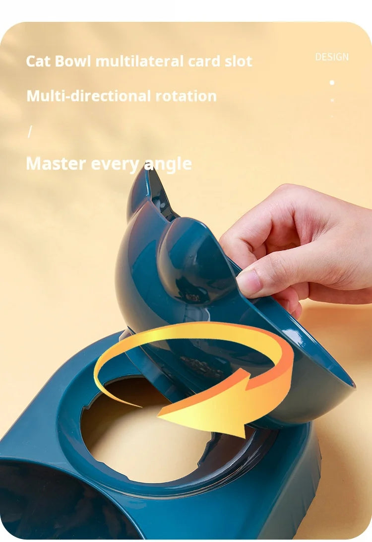 3-in-1 Elevated Cat Bowl & Gravity Water Feeder – Tilted Food & Water Bowl Set for Cats & Small Dogs