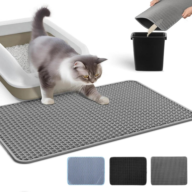 Waterproof Double-Layer Cat Litter Mat – Foldable Urine-Proof Litter Trapping Carpet for Cats