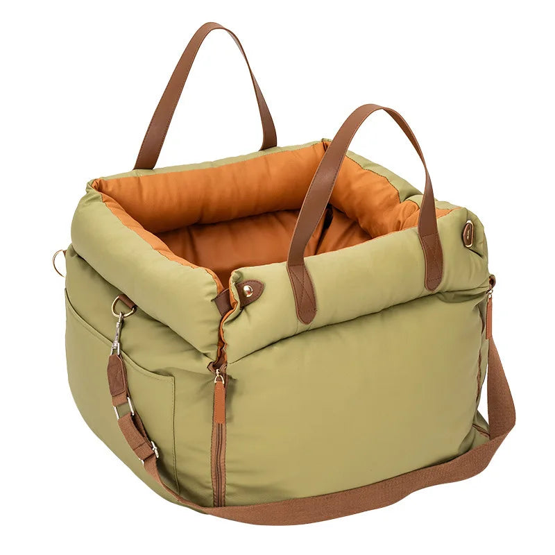 Dog Car Seat with Safety Belt, Washable Non-Slip Pet Booster Bed
