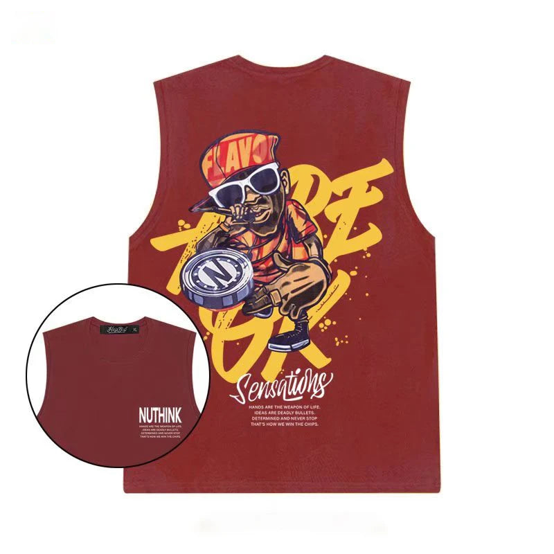 2022 Men’s Summer Hip Hop Tank Top – Casual Sleeveless Streetwear Vest, Loose Fit