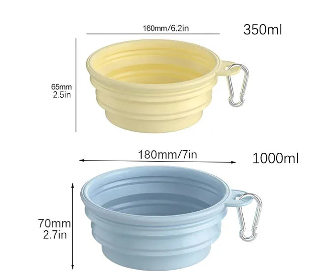 Collapsible Silicone Dog Bowl - Portable Travel Food & Water Container