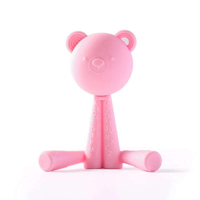 Baby BPA Free Silicone Teether Toys Infant Cartoon Bear Teething Silicone Dental Care Gums Hand Molar Stick for Baby Product - PULSE MART