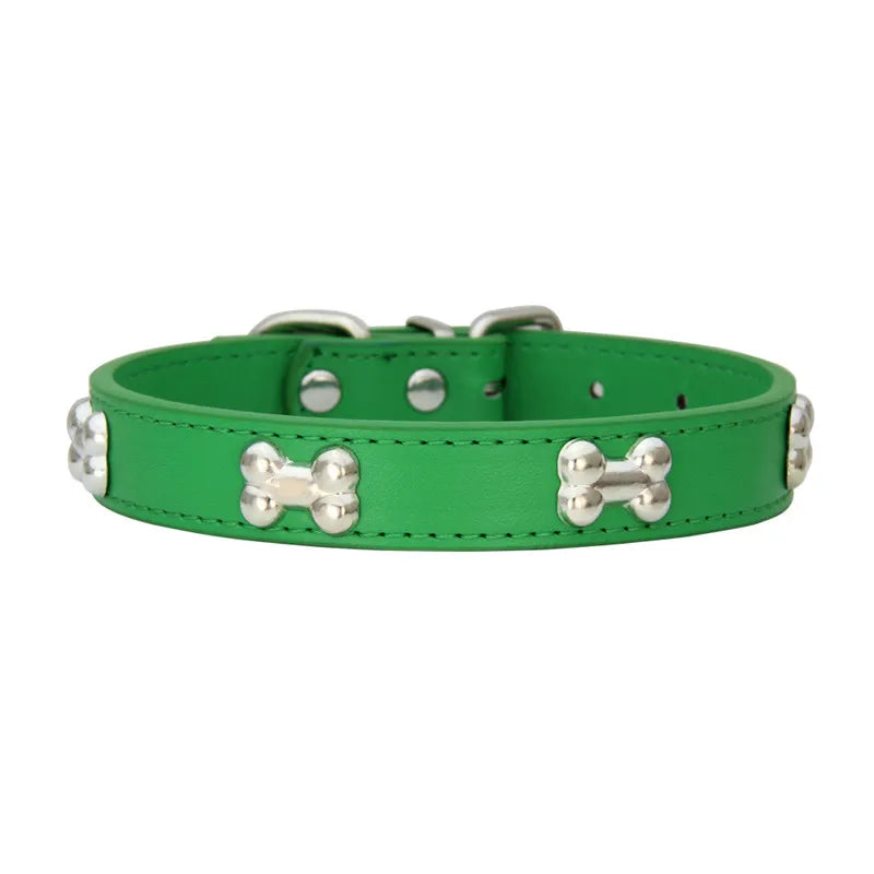 Genuine Bone Leather Dog Collar - Durable Neckband for Small & Large Pets