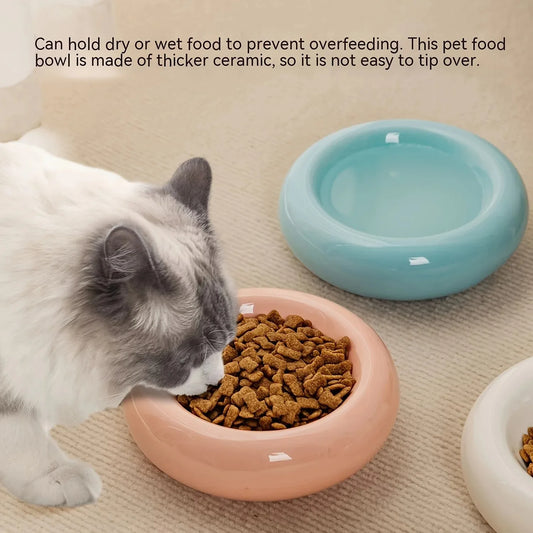 Ceramic Donut Cat Bowl – Non-Slip Anti-Tip Cat Food & Water Bowl for Cats & Small Pets