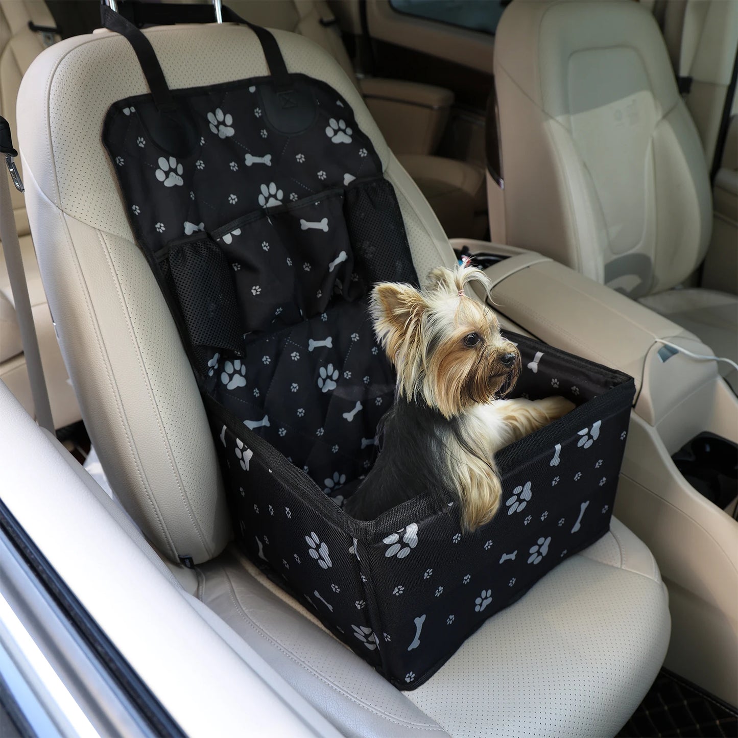 Universal Dog Car Seat with Storage Pockets, Non-Slip Pet Travel Mat