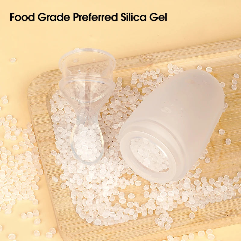 100ml Liquid Silicone Baby Feeder Rice Paste Fruit Puree Toddler Squeeze Feeding Bottle with Dispensing Spoon - PULSE MART