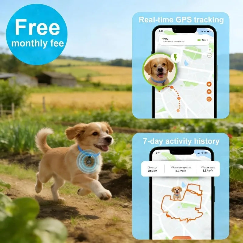 Smart GPS Dog Tracker – Real-Time Location Waterproof Tracking Collar for Dogs & Cats