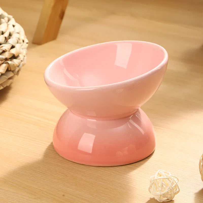 Ceramic Elevated Cat Bowl – Tilted Food & Water Bowl, Dishwasher & Microwave Safe