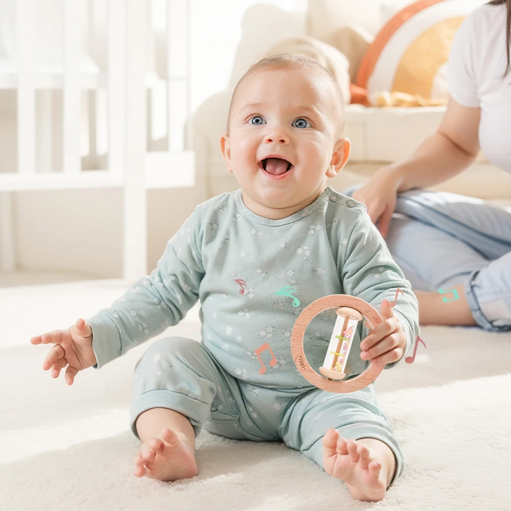 Montessori Rattle Baby Toys Rain Stick Hourglass Rain Music Rattle Baby Educational Toy Colorful Montessori Sensory Toys for Kid - PULSE MART