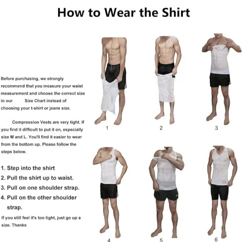 Men’s Compression Shirt – Slimming Shapewear Vest for Chest &amp; Abdomen Control