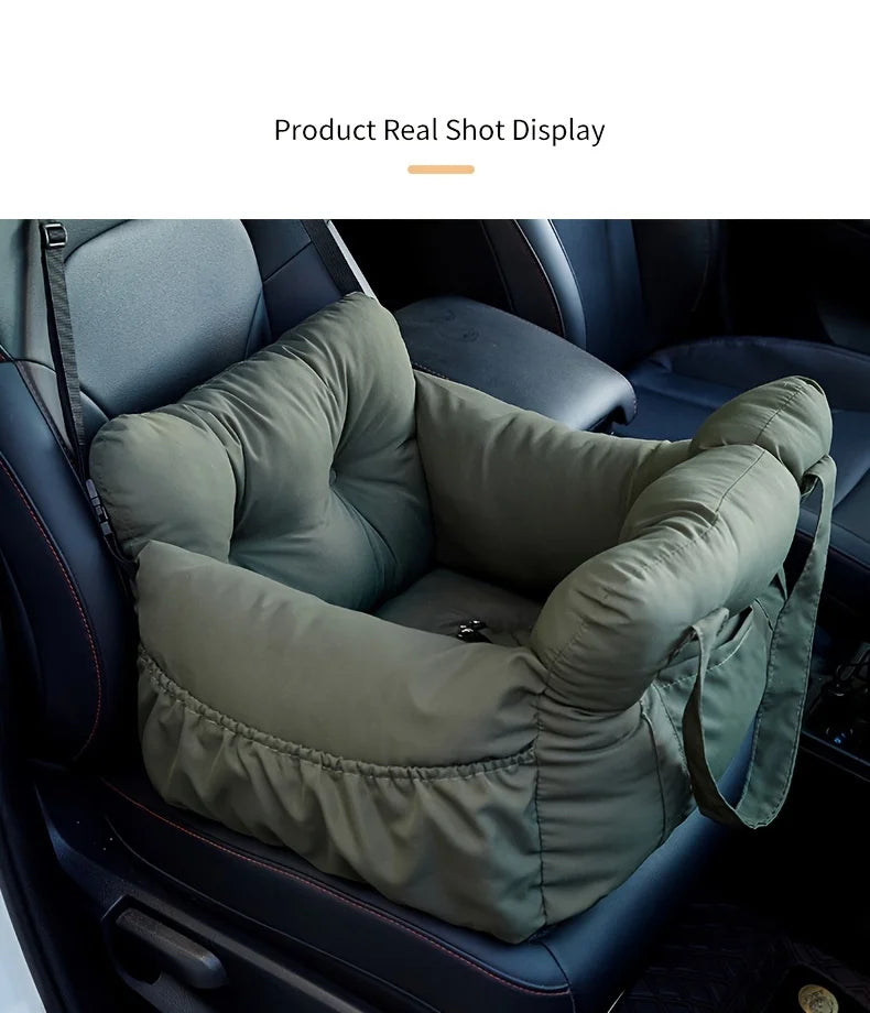 Dog Car Seat with Safety Belt, Washable Non-Slip Pet Booster Bed