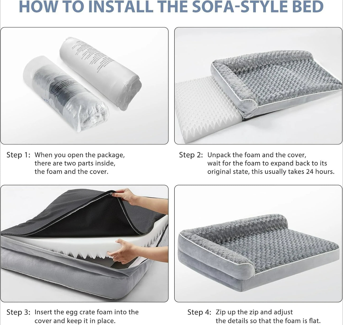 Orthopedic Dog Bed for Large Dogs, Waterproof Washable Sofa Bed
