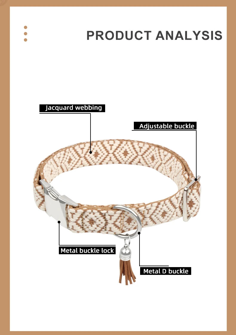 Bohemian Ethnic Style Pet Collar: Luxurious Adjustable Multi-Color Neckband