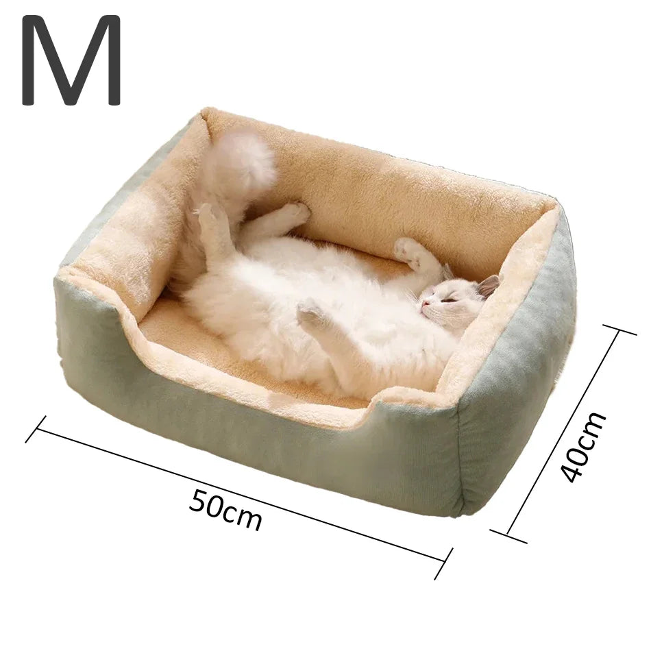 Plush Cat Bed Cushion Basket, Cozy Kitten House & Habitat