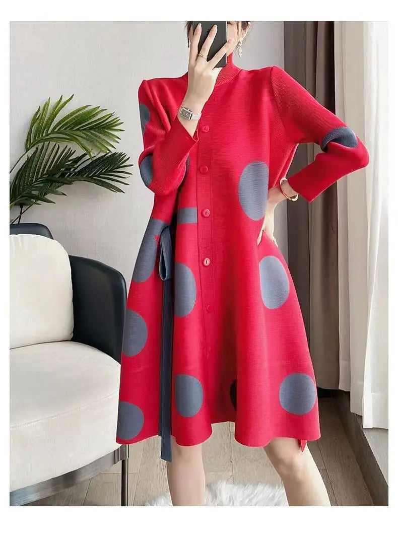 Women’s Polka-Dot Windbreaker Coat – Elegant Trench for Spring &amp; Autumn - PULSE MART
