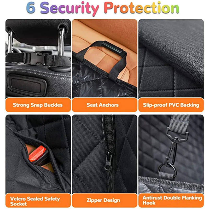 Waterproof Dog Car Seat Cover, Heavy-Duty Back Seat Travel Hammock