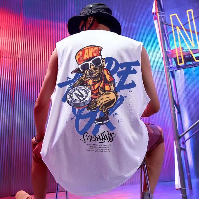 2022 Men’s Summer Hip Hop Tank Top – Casual Sleeveless Streetwear Vest, Loose Fit