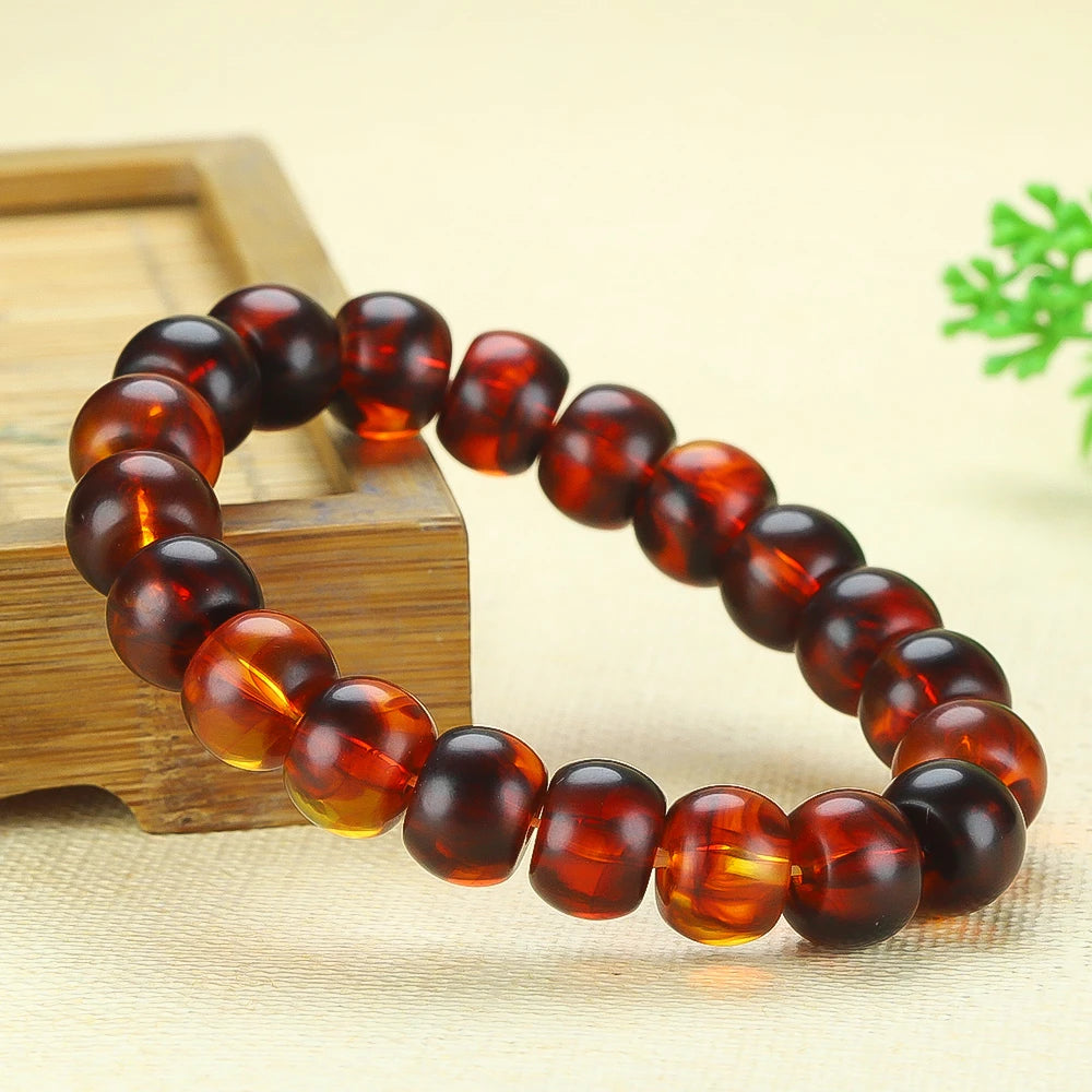 Natural Red Amber Bracelet Men & Women Healing Gemstone,Jewelry Genuine Baltic