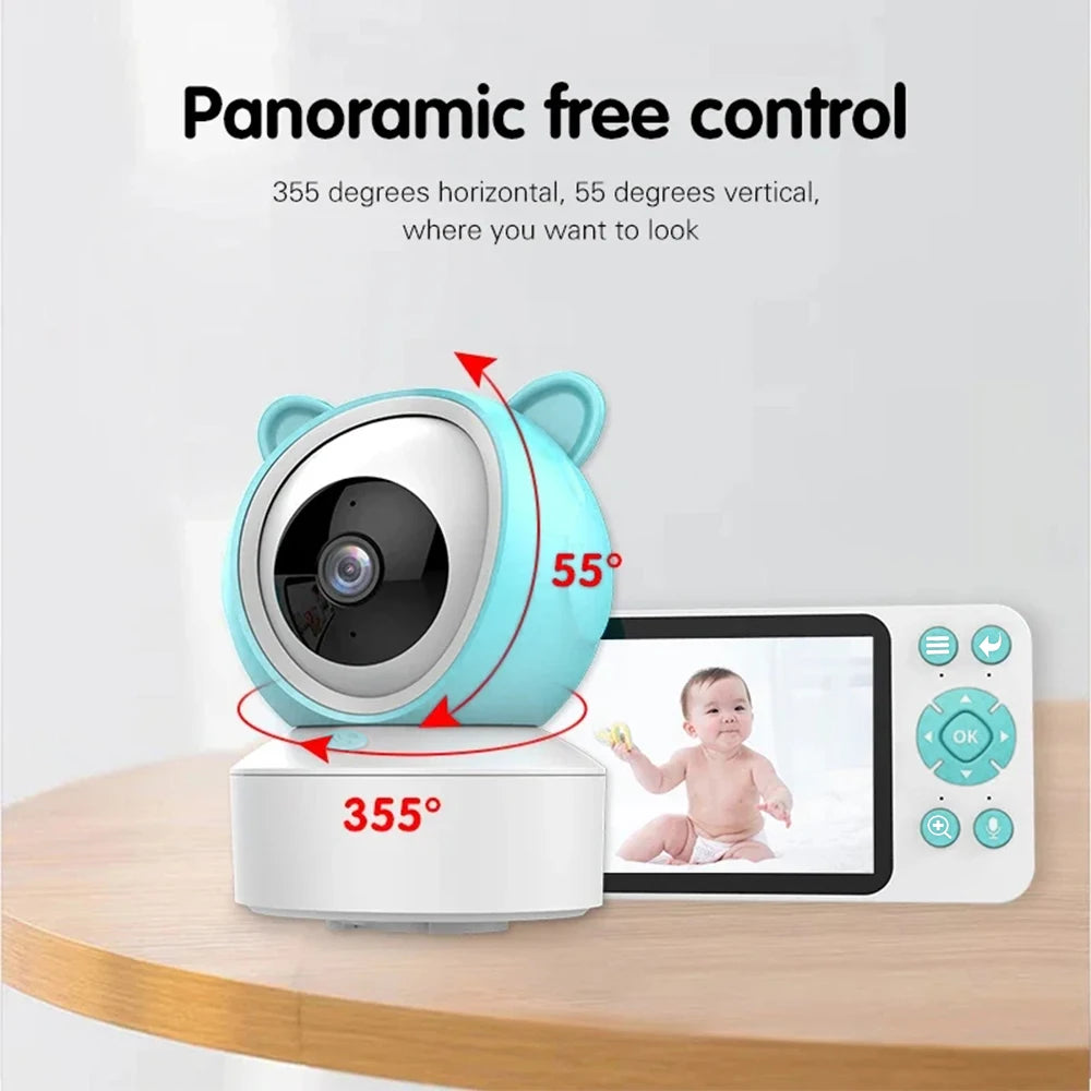 5" Tuya Smart WiFi Feeding Reminder Temperature Motion Sound Detection APP View Control Audio Video Baby Monitors Camera 1080P - PULSE MART