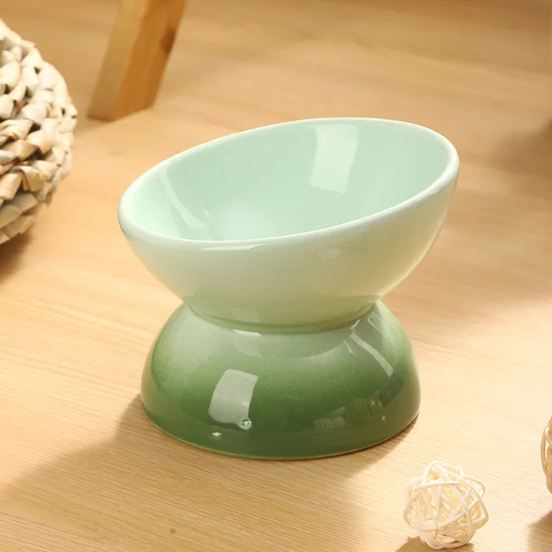Ceramic Elevated Cat Bowl – Tilted Food & Water Bowl, Dishwasher & Microwave Safe