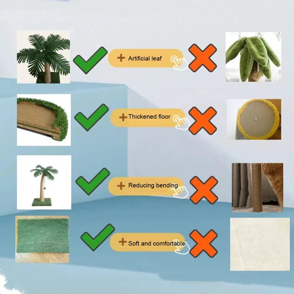 Coconut Tree Cat Scratching Post - Interactive Natural Sisal Rope Pole