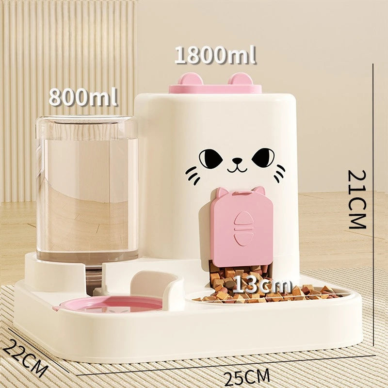 Cat & Dog Feeder with Water Dispenser – Dry & Wet Separation Pet Bowl