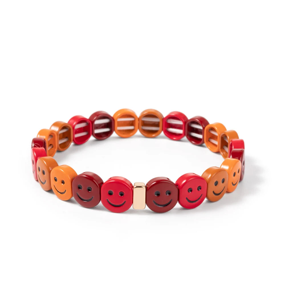 2024 New Enamel Bracelets For Women Happy Beaded Elastic Bangle Hand Accessory